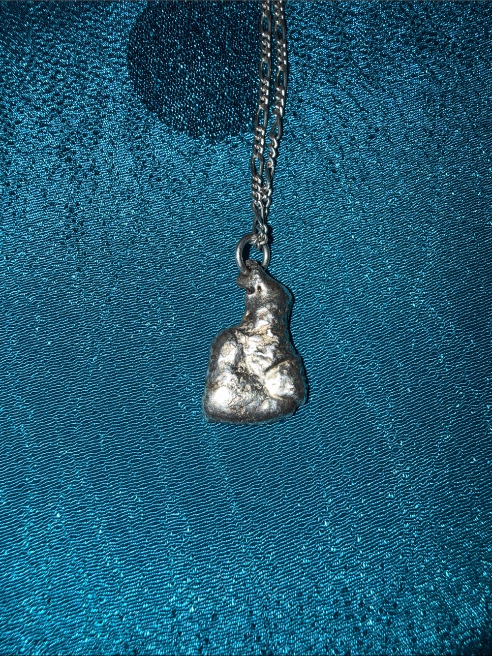 Antique Sterling Silver Nugget Pendant Necklace - Silver